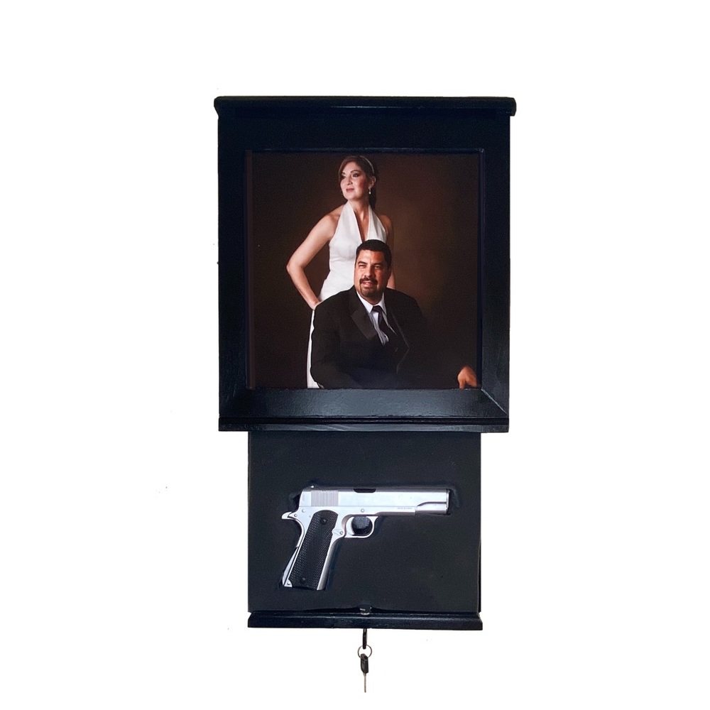 Black Picture Frame hidden safe with lock